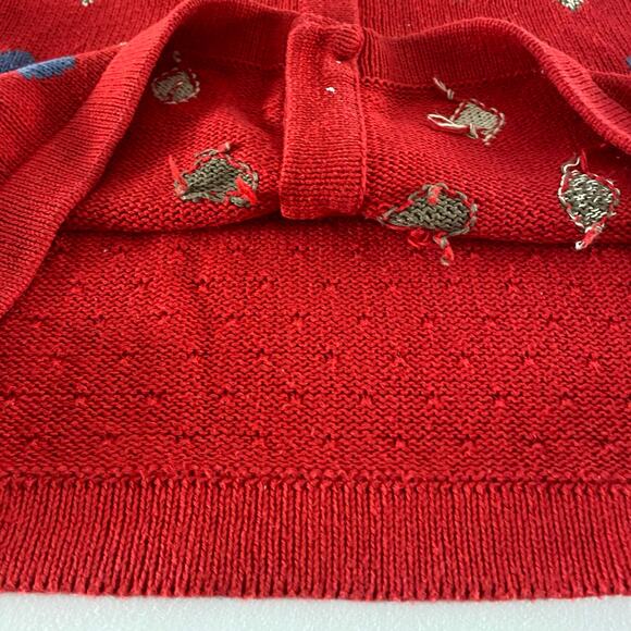 Vintage Twee Hearts Diamonds Wonderland Red Cardigan Sweater Sz Small - Picture 5 of 12